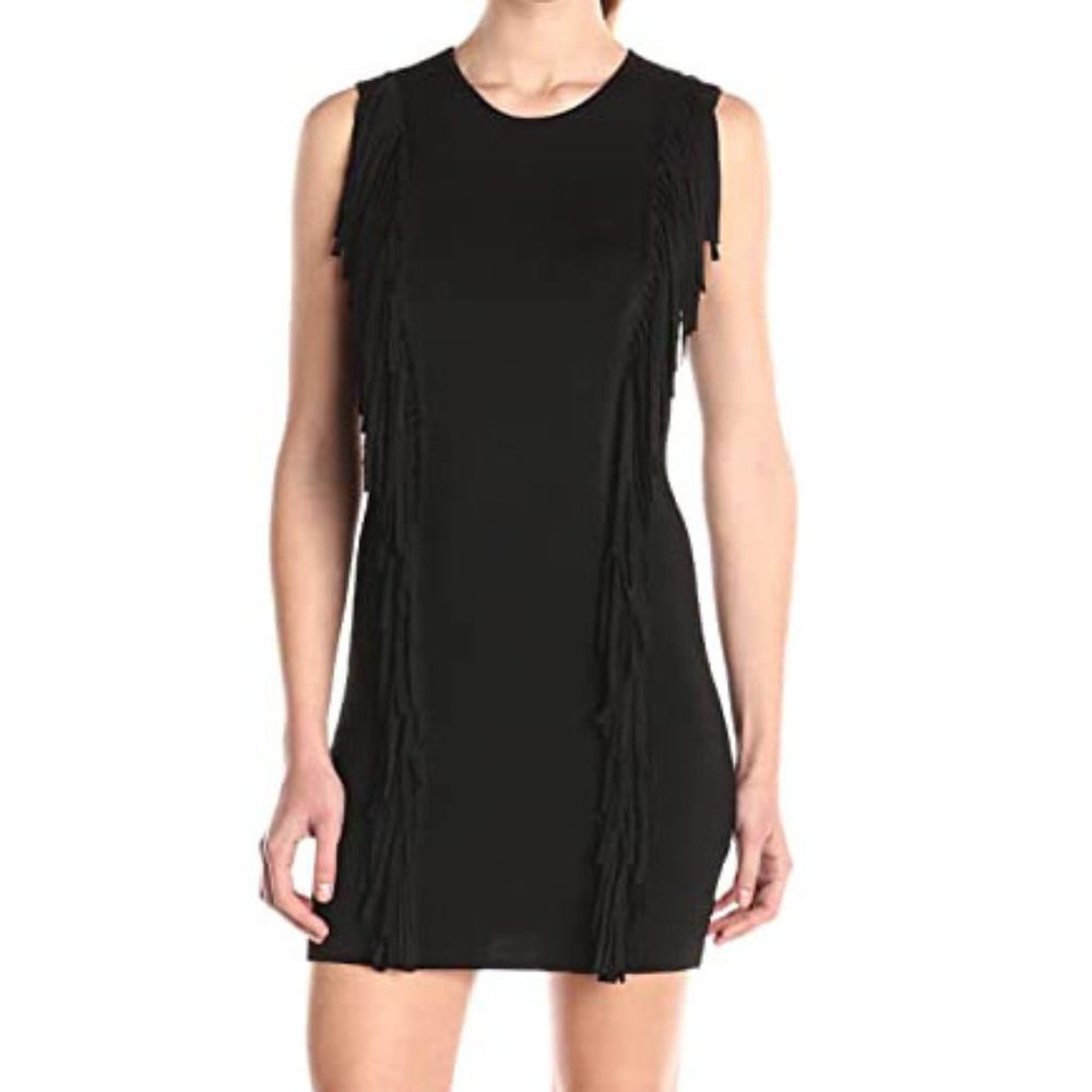 90's Retro Sleeveless Fringe Bodycon Dress M
